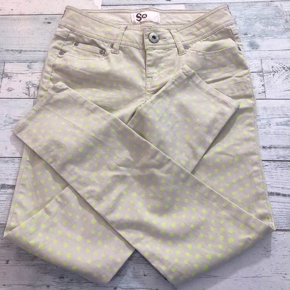 SO Tan and Neon Polka Dot Skinny Jeans Size 0 - Picture 5 of 9